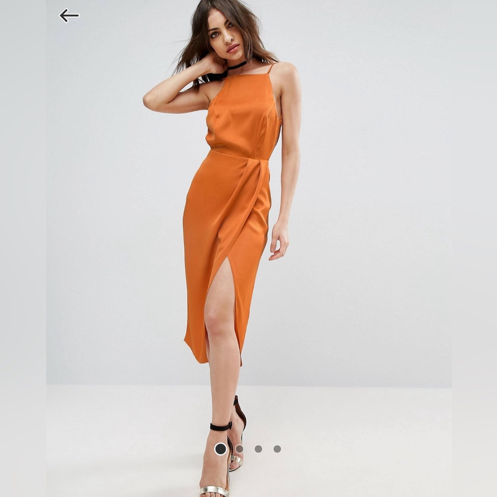 Drape Front Delicate Back Midi Dress